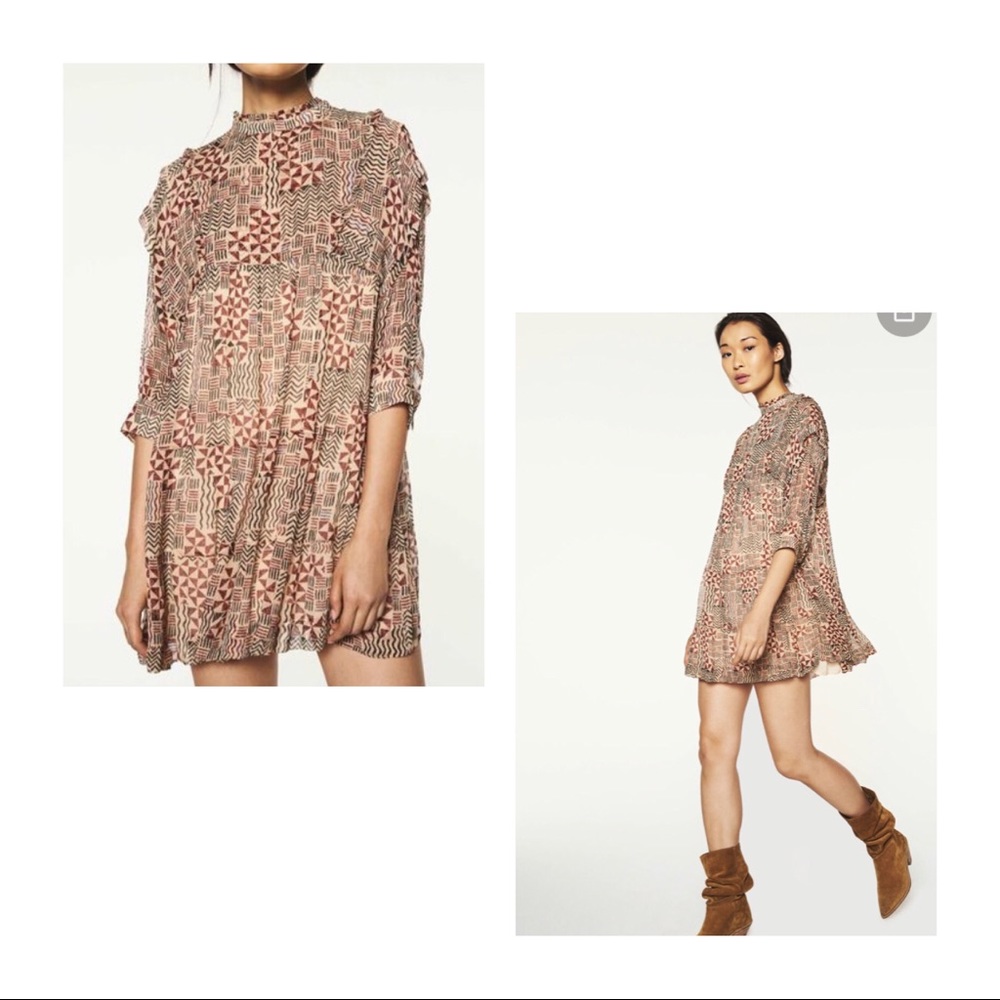 ba&sh Mahaut Neutral High Neck Mini Dress